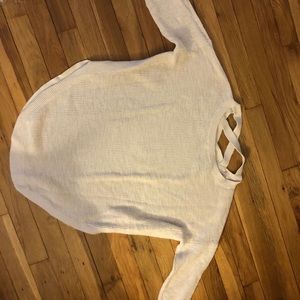Express cream circle hem cross back sweater